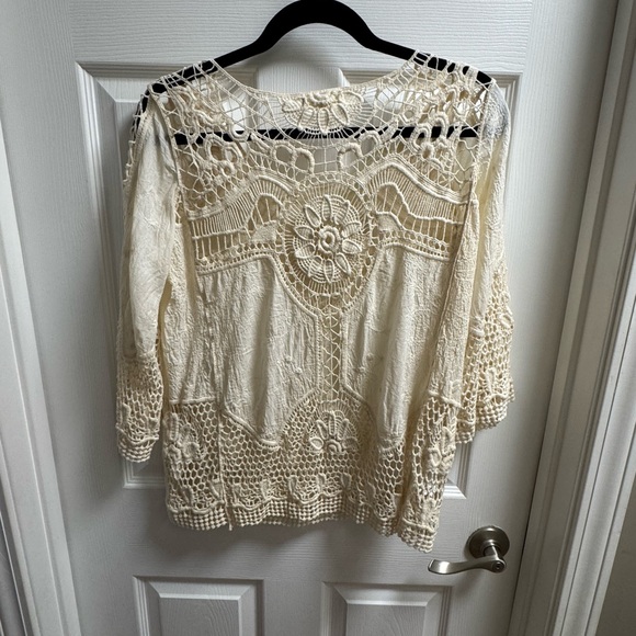 Elegant Cream Crochet Women's Top - Picture 5 of 5